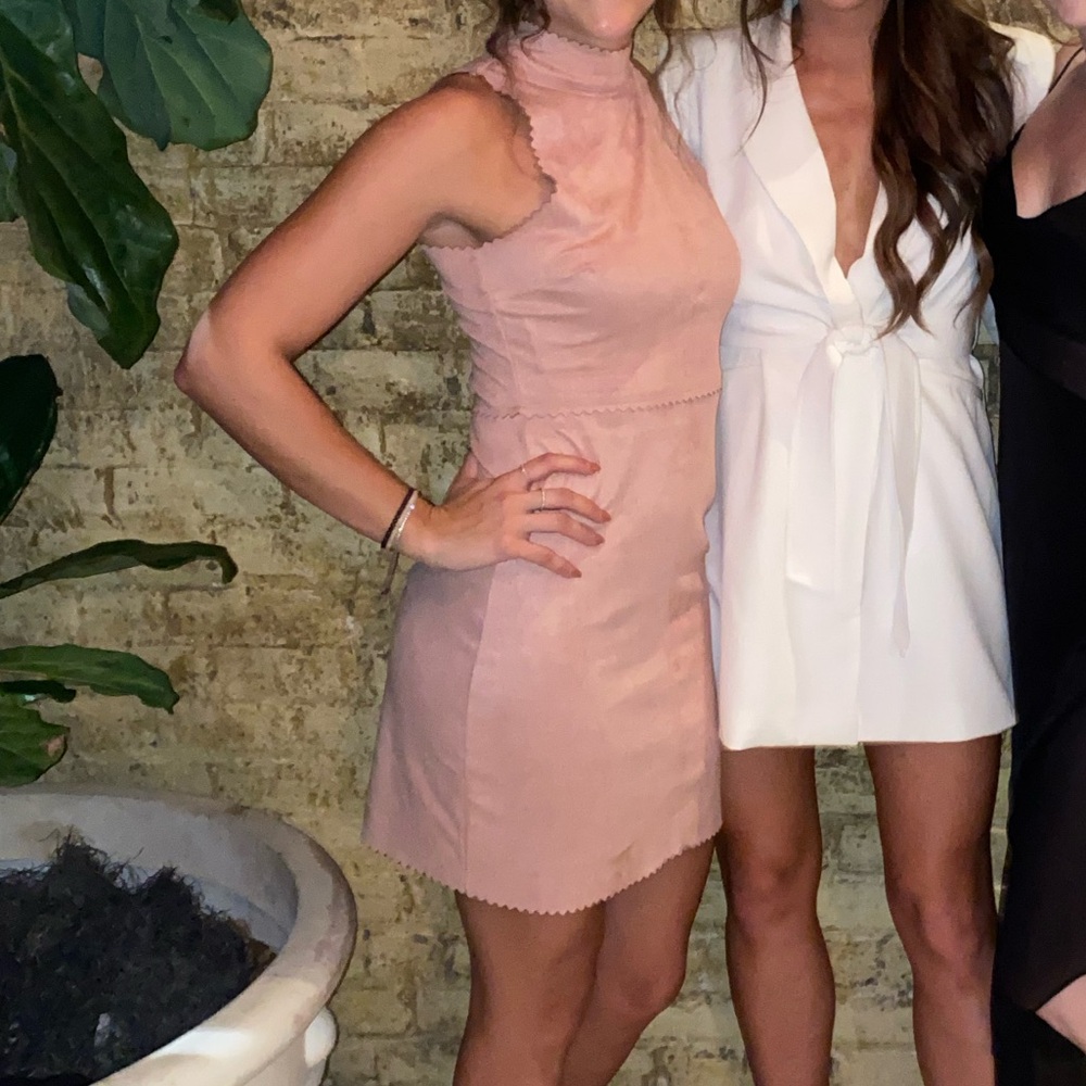 Elegant Pink Suede Dress